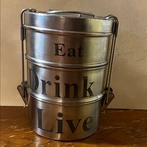 three-tiered stainless steel tiffin lunch box